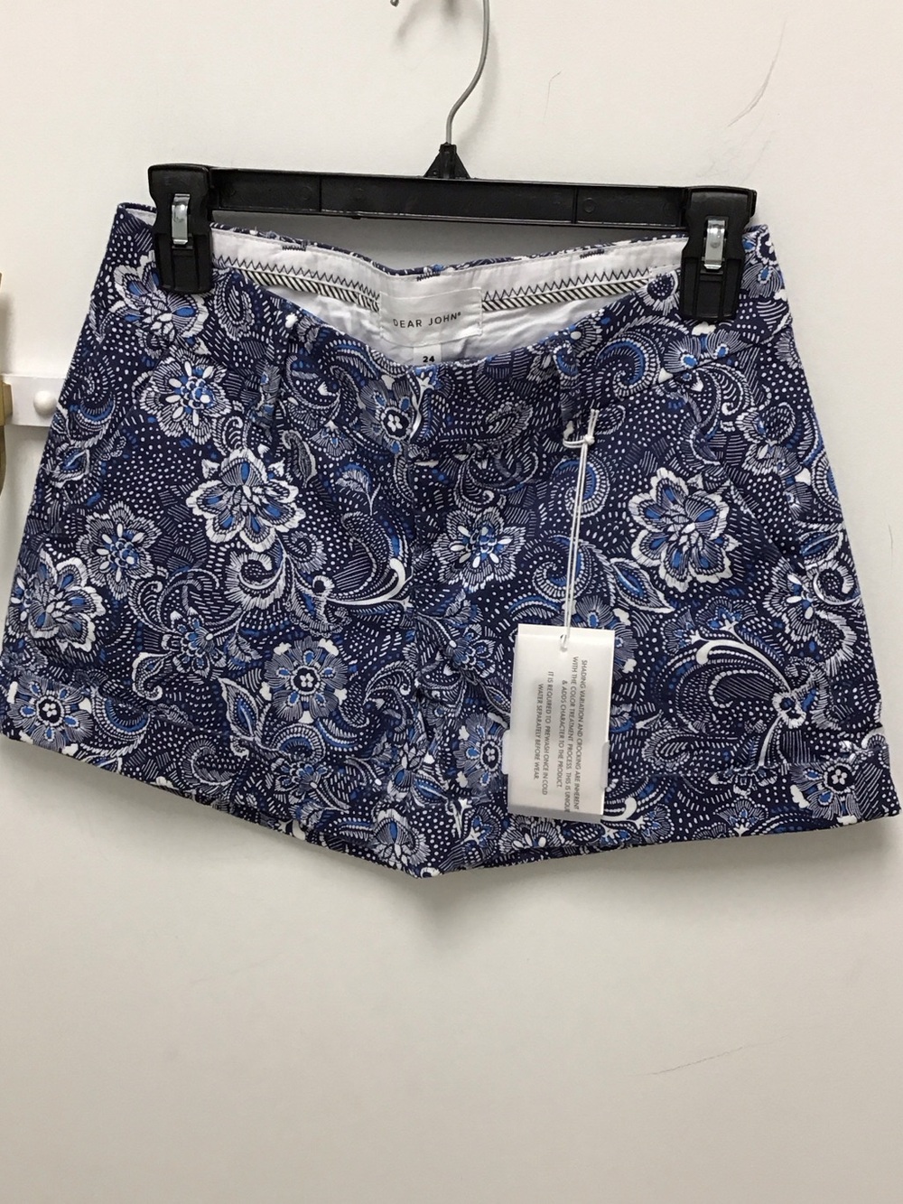 Dear John regatta Blue and White Paisley Floral Cotton cuffed Shorts